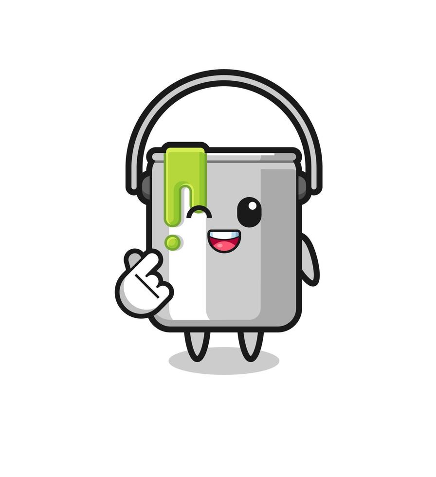 paint tin character doing Korean finger heart vector