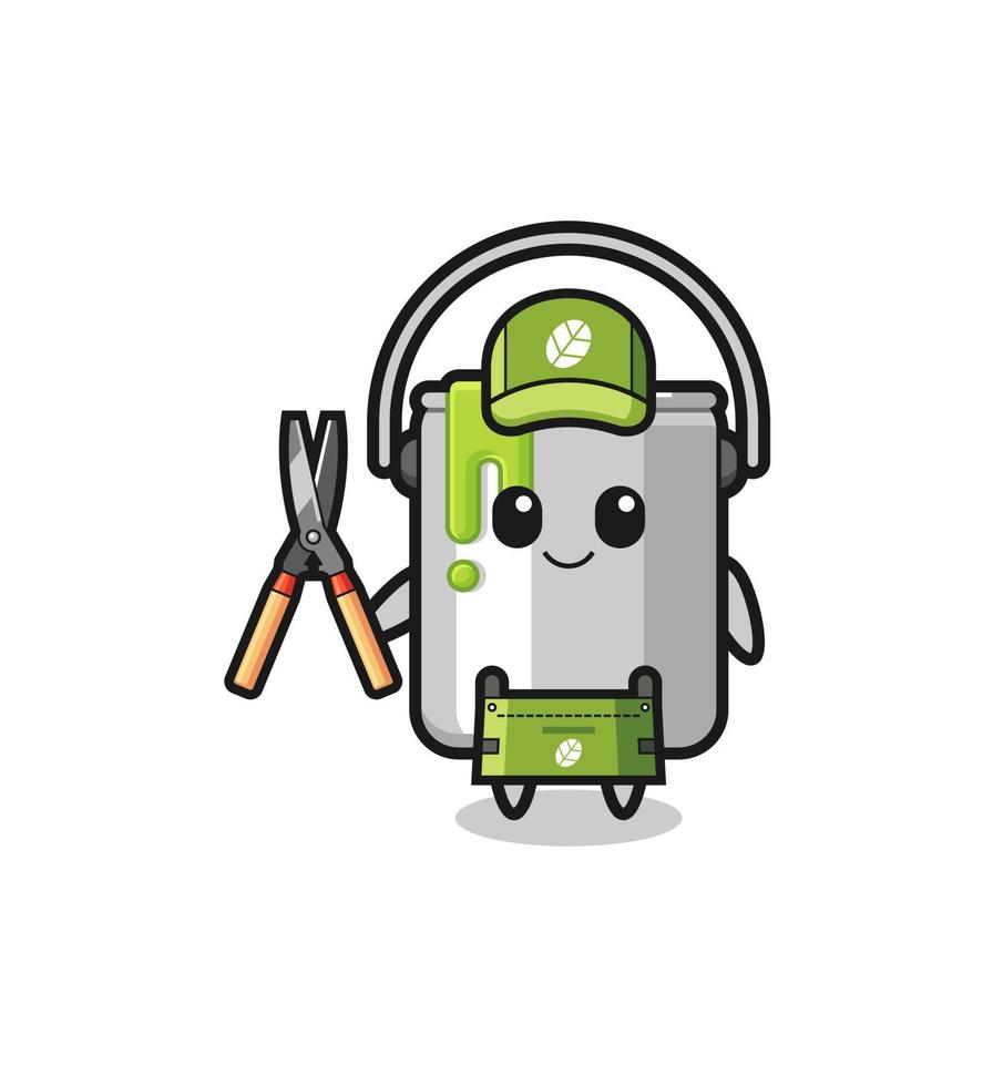 cute paint tin as gardener mascot vector