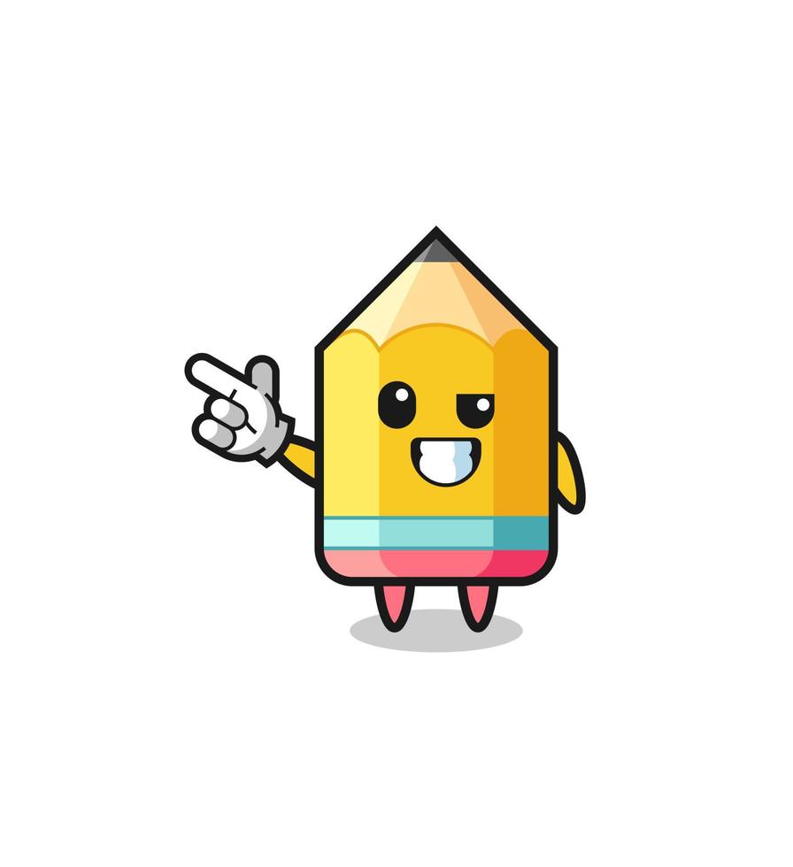pencil mascot pointing top left vector