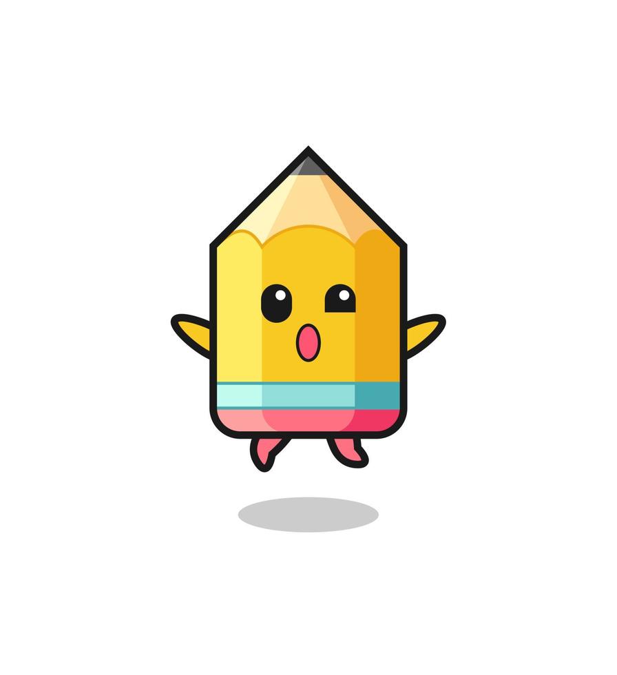 pencil character is jumping gesture vector