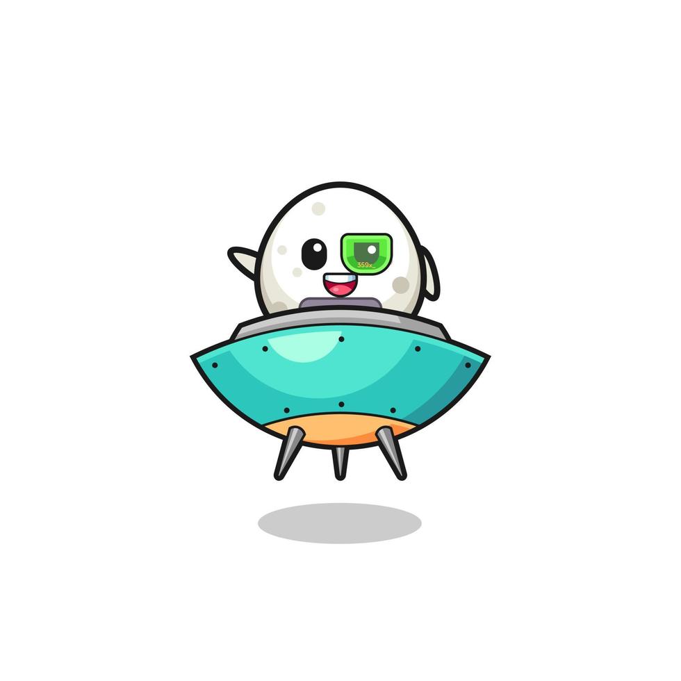 onigiri cartoon riding a future spaceship vector