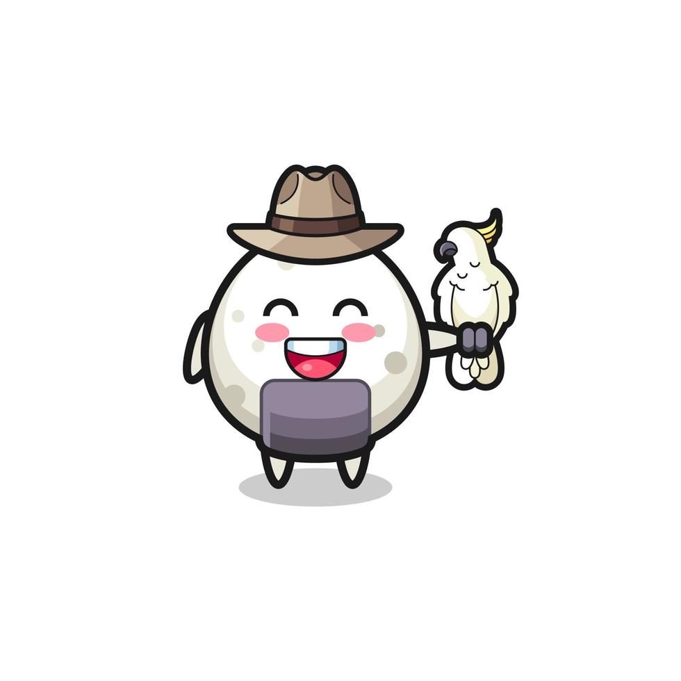 onigiri zookeeper mascot with a parrot vector