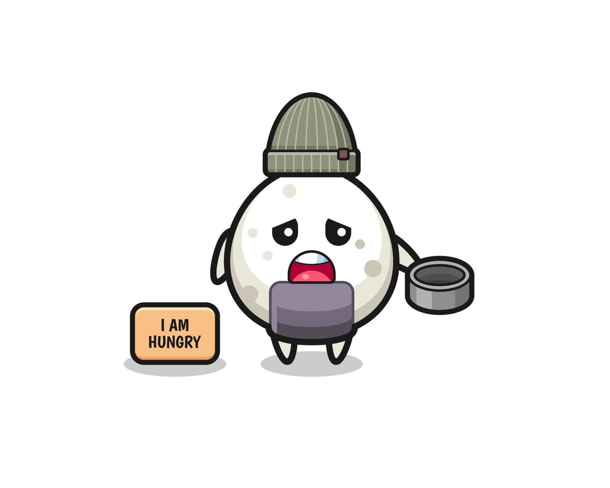 cute onigiri beggar cartoon character vector
