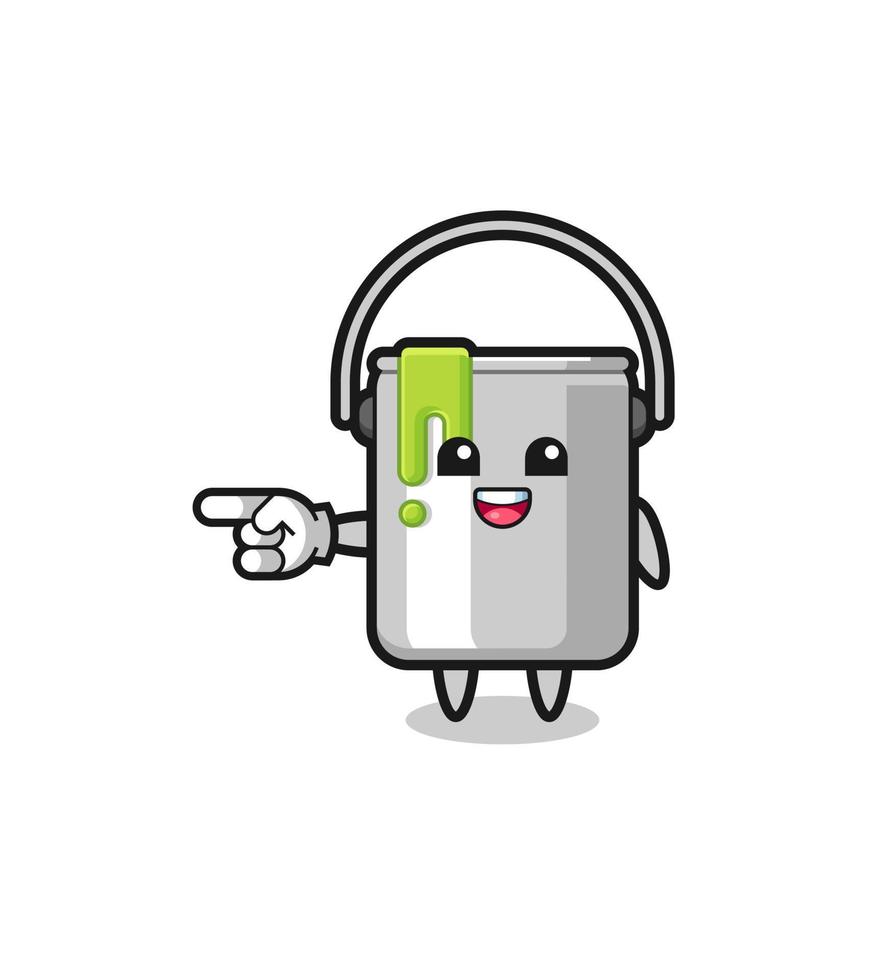 paint tin cartoon with pointing left gesture vector