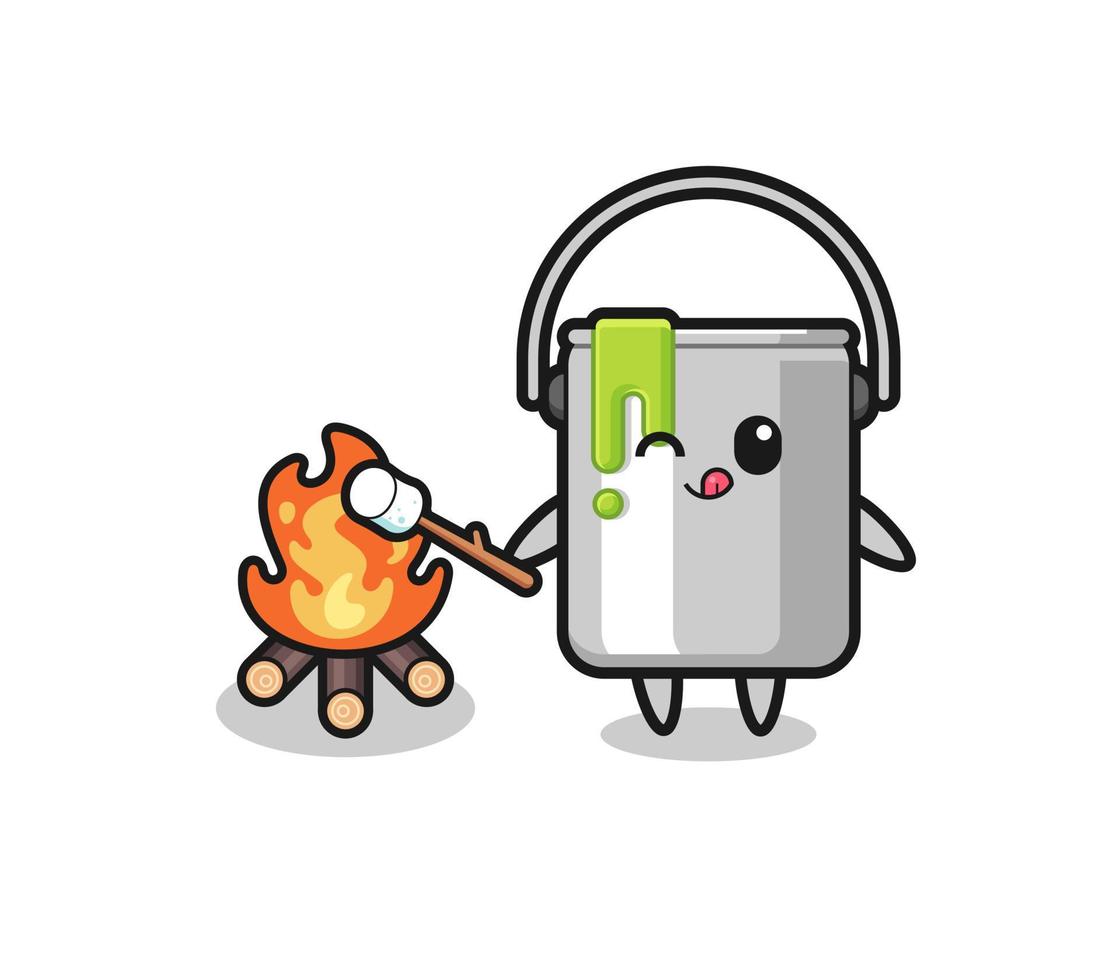 paint tin character is burning marshmallow vector