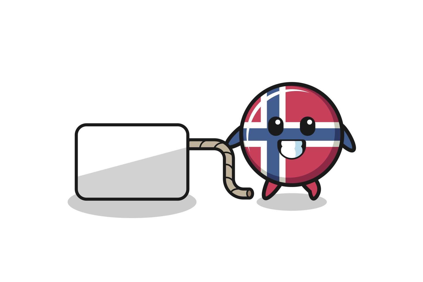 norway flag cartoon is pulling a banner vector