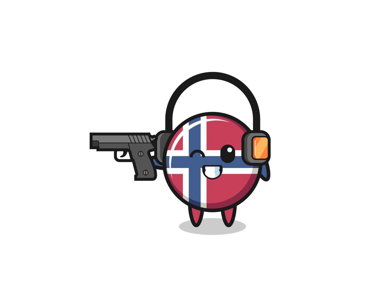 illustration of norway flag cartoon doing shooting range vector