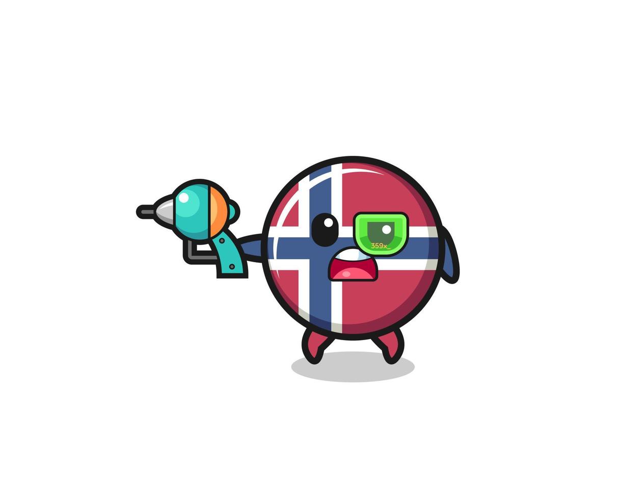 cute norway flag holding a future gun vector