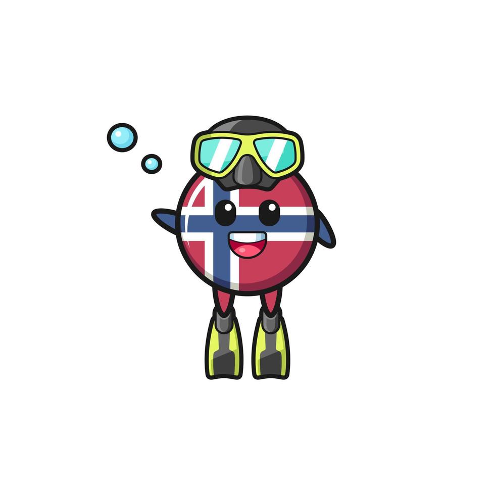 the norway flag diver cartoon character vector