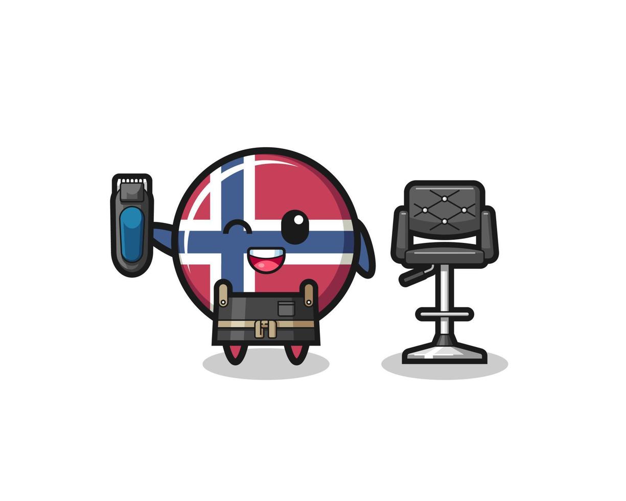 norway flag barbershop is holding a trimer vector