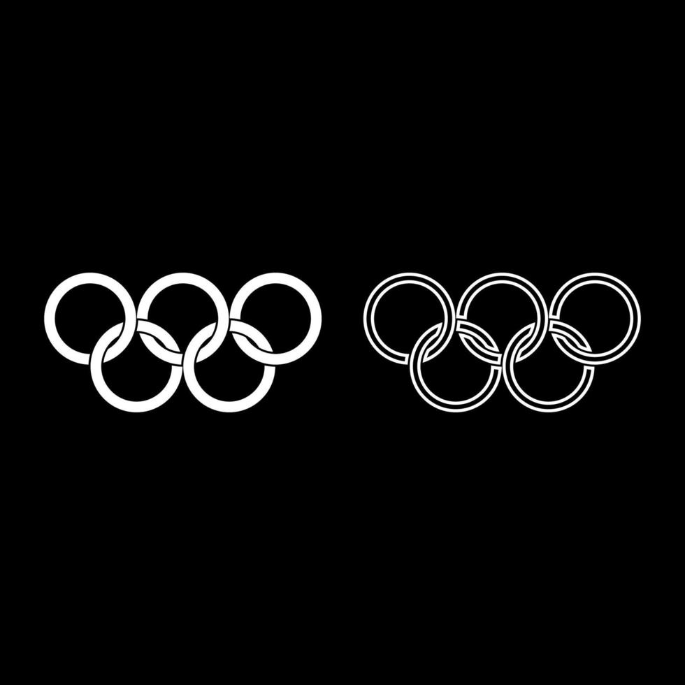 anillos olímpicos cinco anillos olímpicos conjunto de iconos color blanco vector ilustración imagen de estilo plano