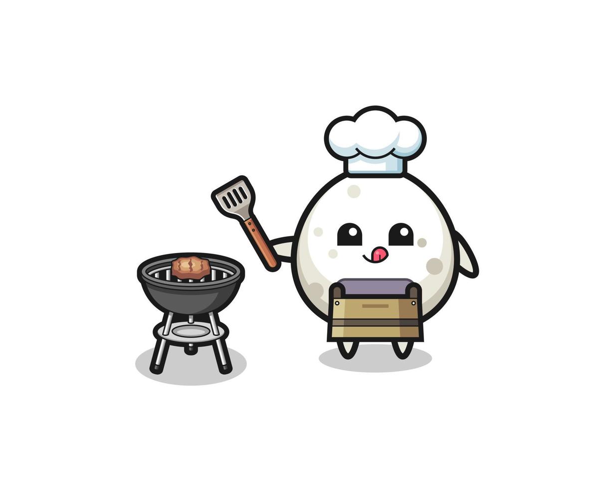 onigiri barbeque chef with a grill vector