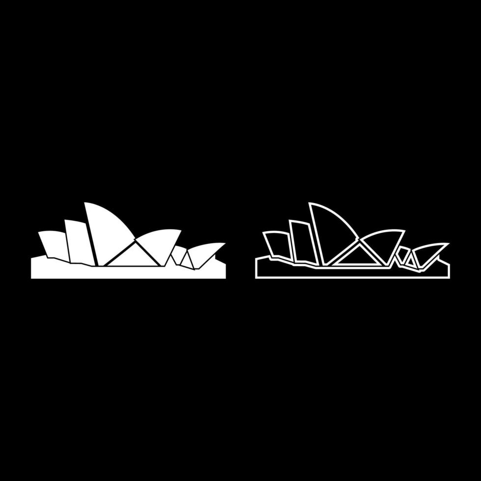 conjunto de iconos de la ópera de sydney ilustración de color blanco estilo plano imagen simple vector