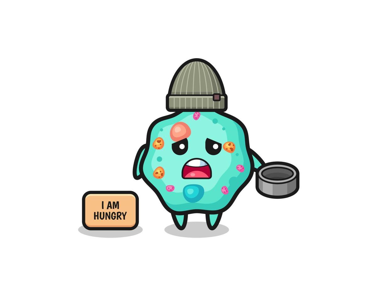 cute amoeba beggar cartoon character vector