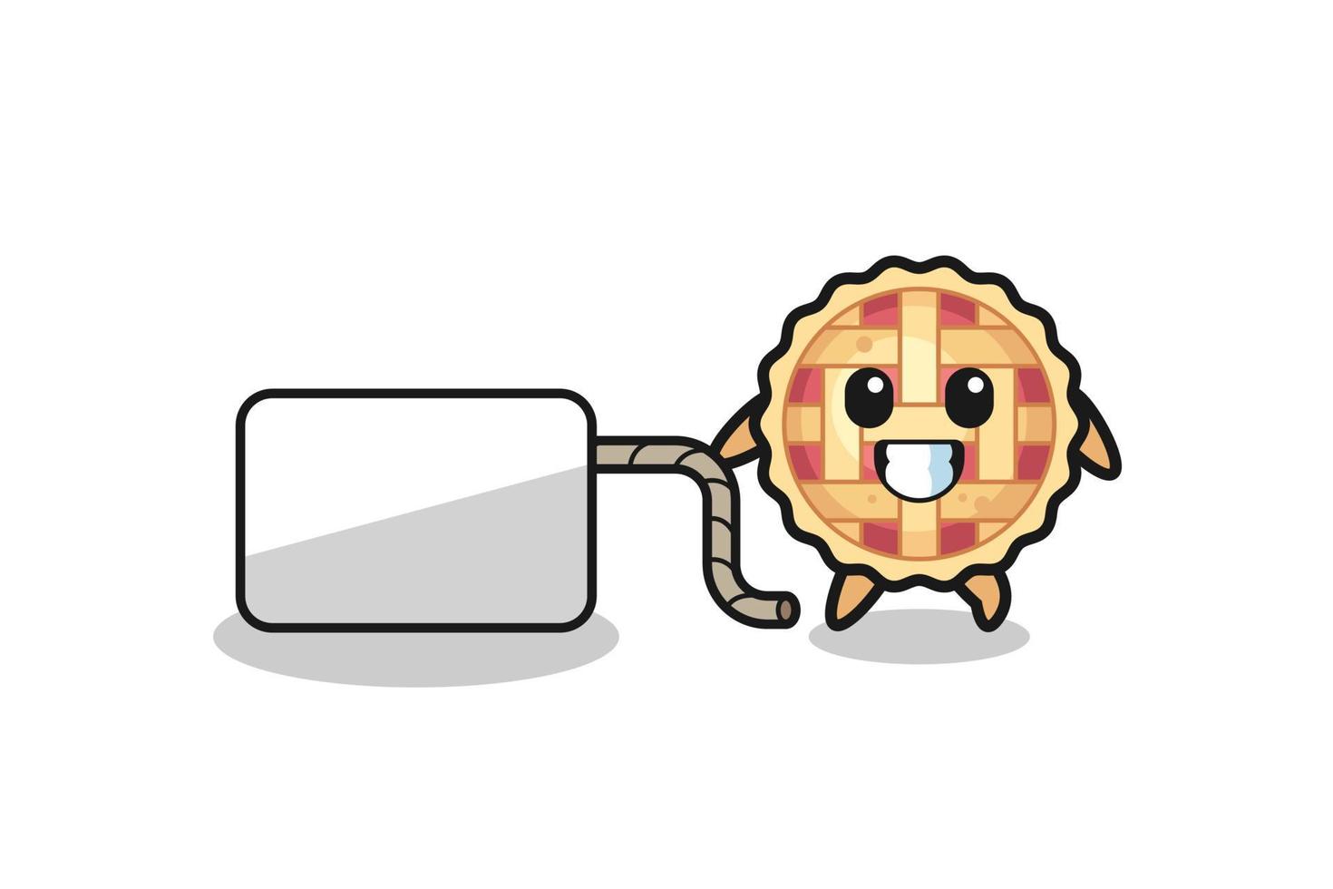 apple pie cartoon is pulling a banner vector