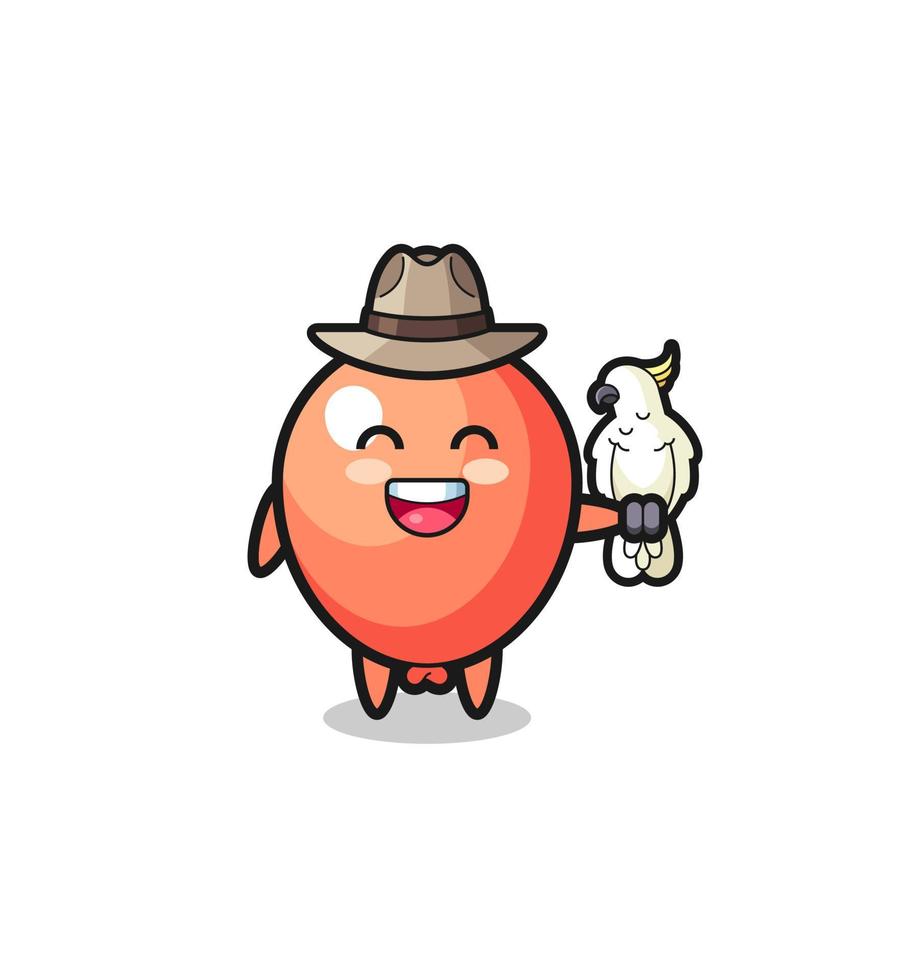 balloon zookeeper mascot with a parrot vector