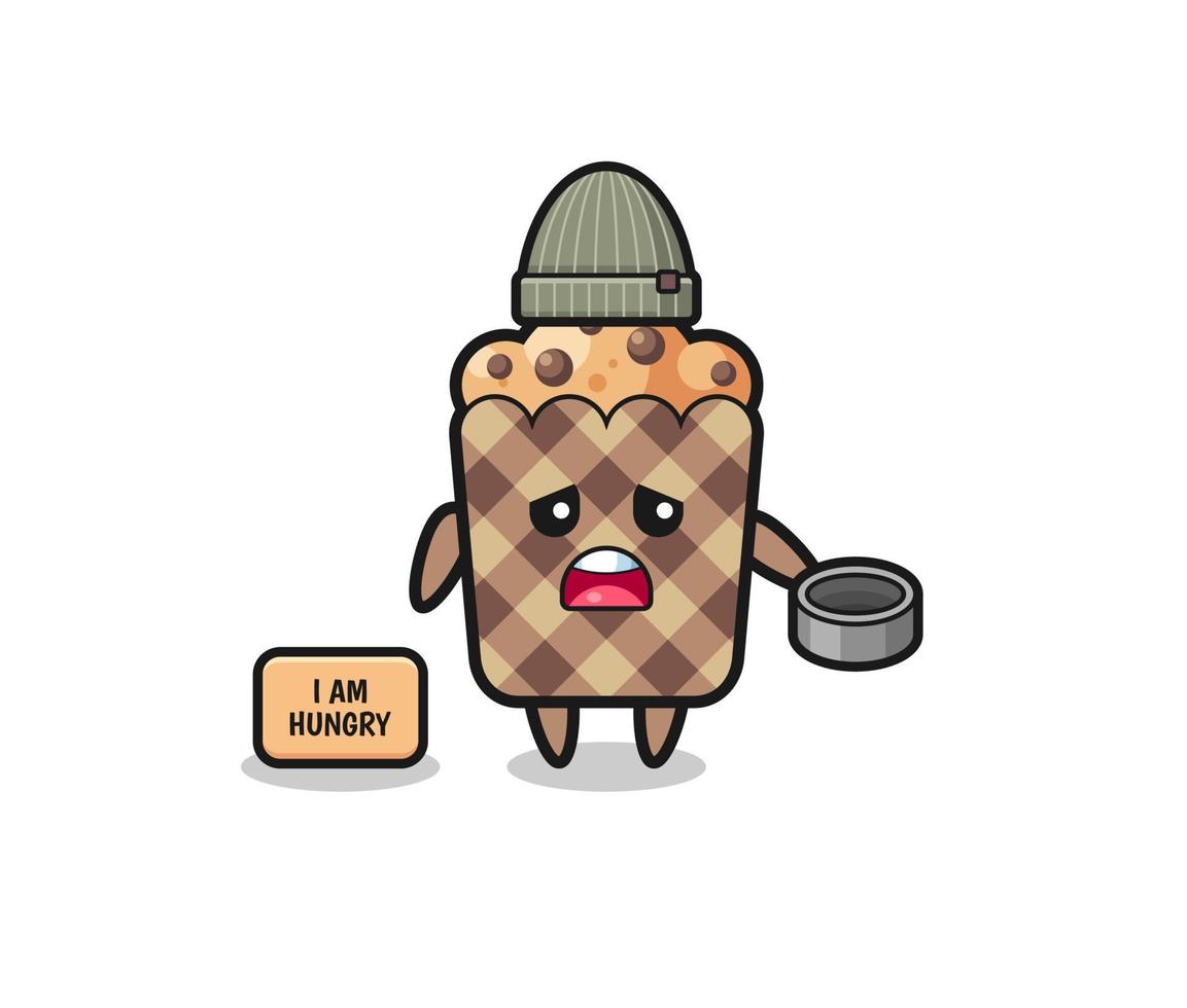 cute muffin beggar cartoon character vector