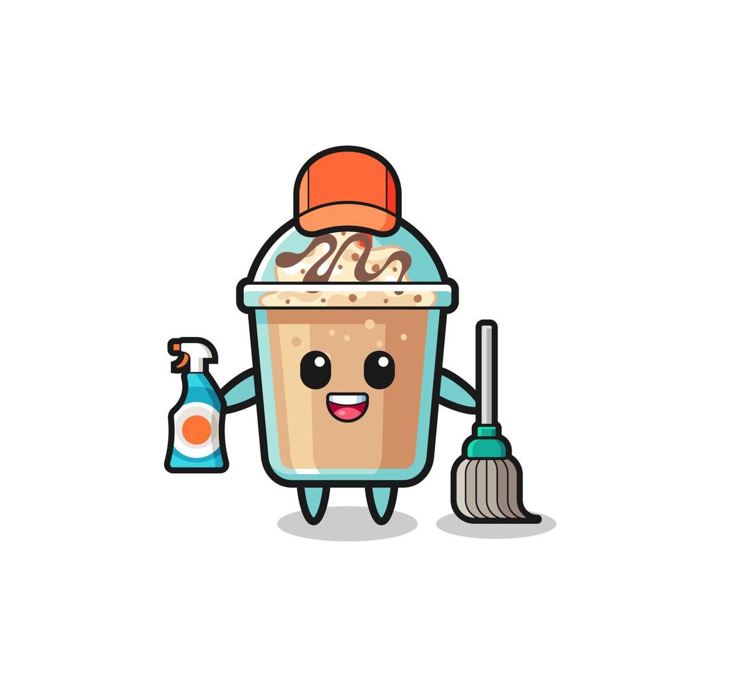 lindo personaje de batido como mascota de los servicios de limpieza vector