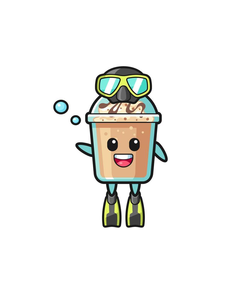 the milkshake diver cartoon character vector