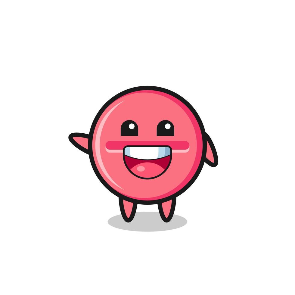 happy medicine tablet cute mascot character vector