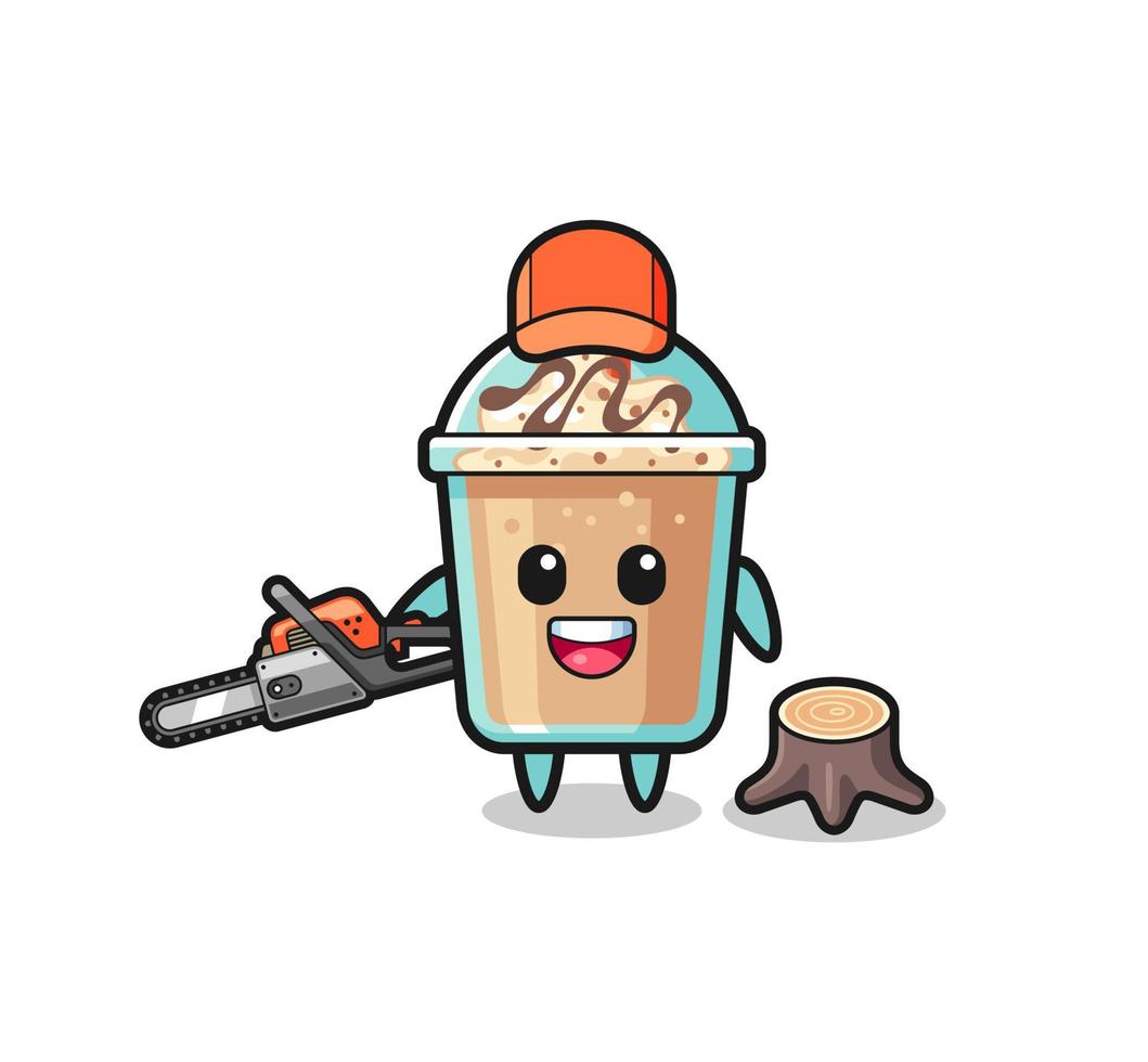 milkshake lumberjack character holding a chainsaw 5396491 Vector Art at ...