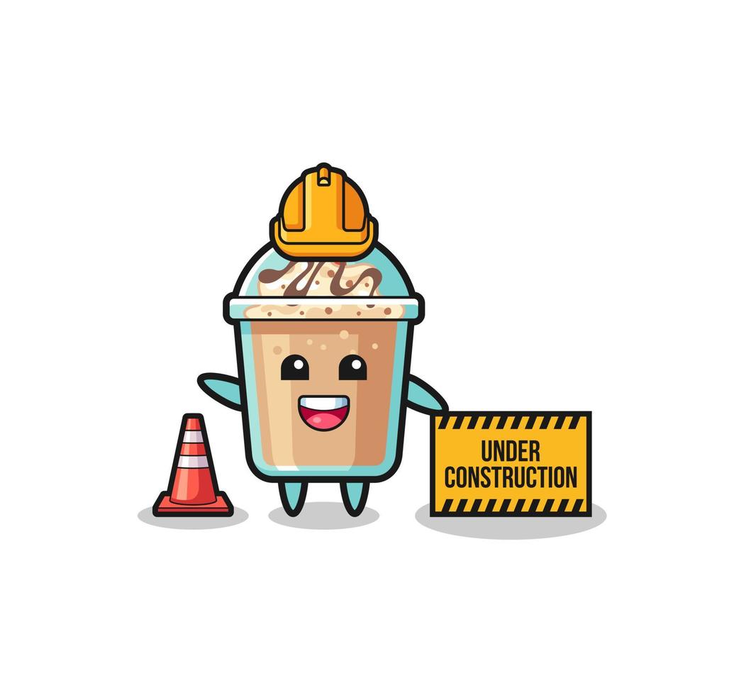 illustration of milkshake with under construction banner vector