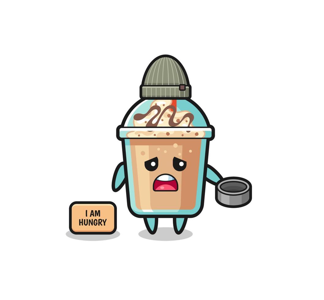 cute milkshake beggar cartoon character vector