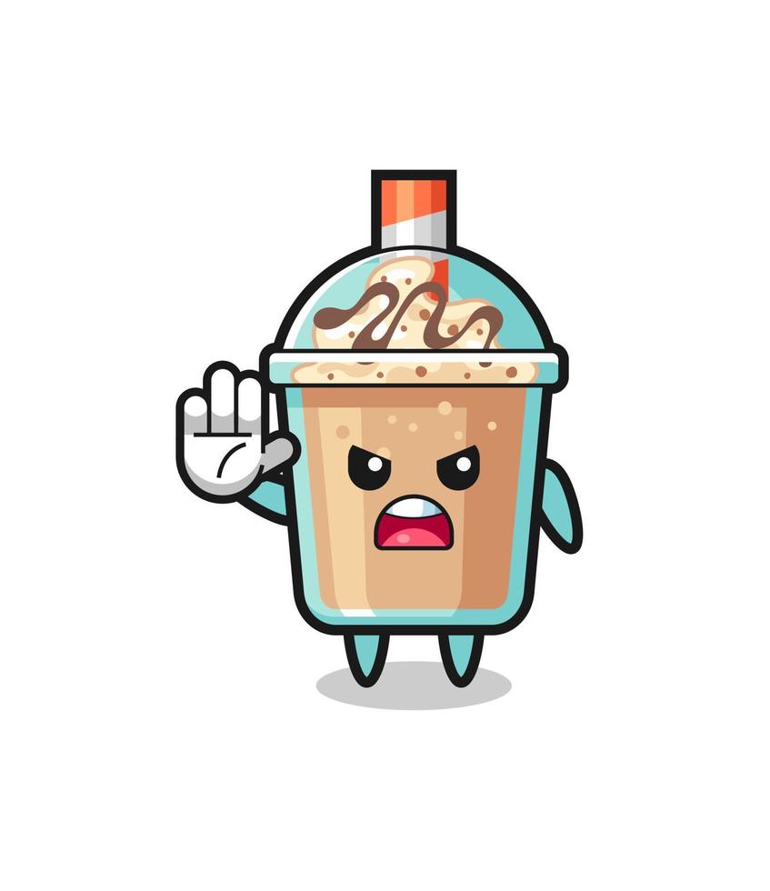 personaje de batido haciendo gesto de parada vector