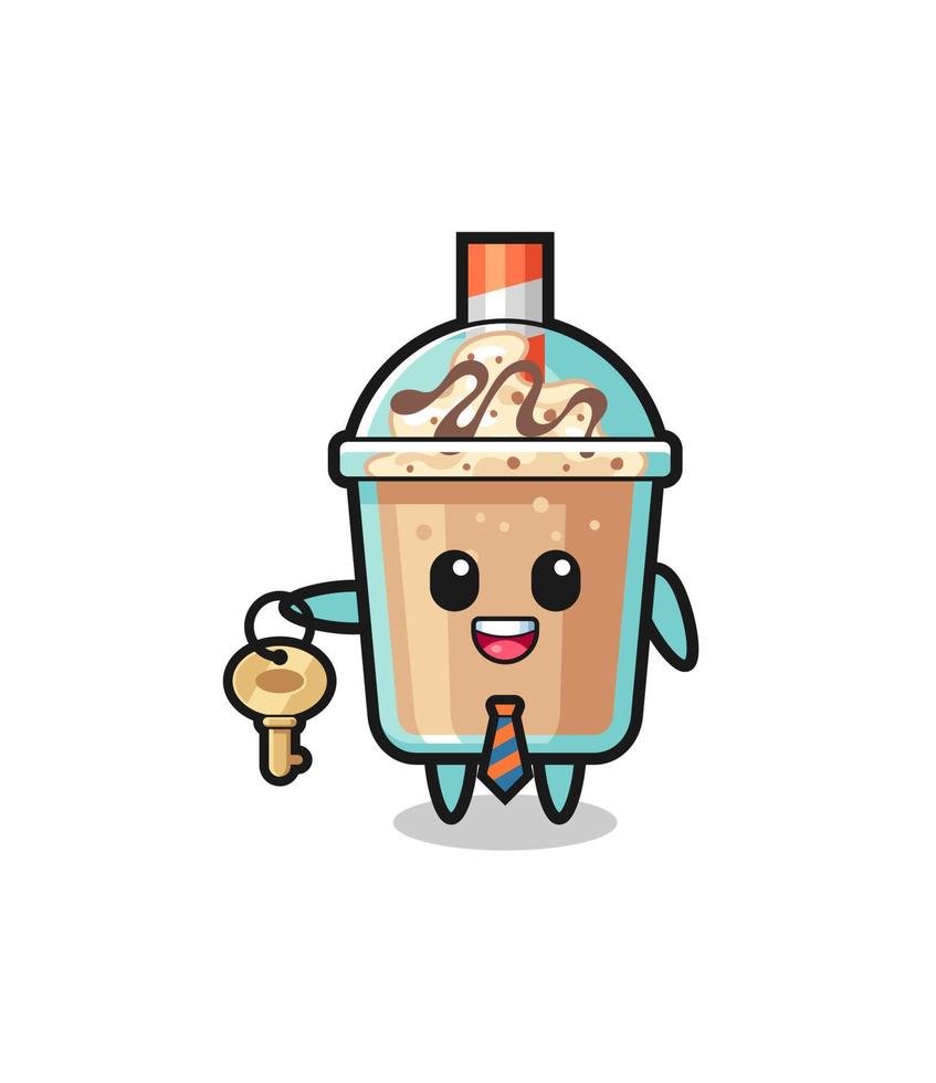 cute milkshake as a real estate agent mascot vector