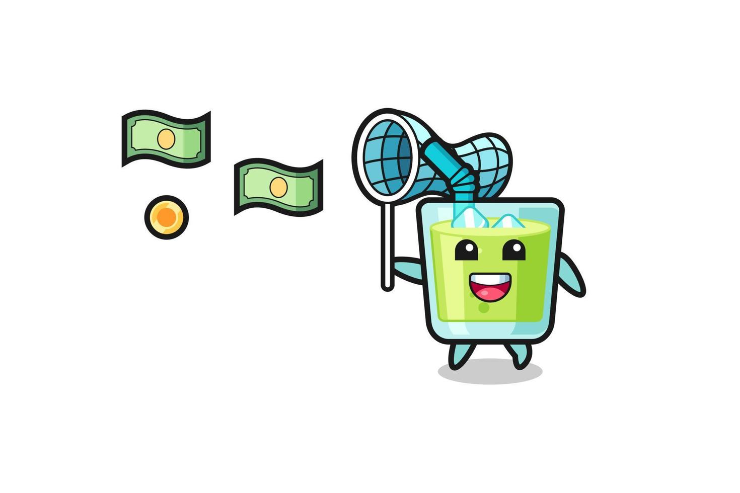 illustration of the melon juice catching flying money vector