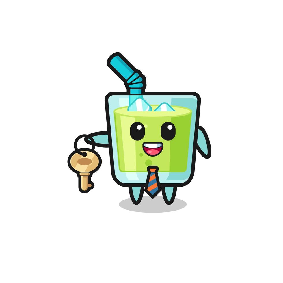 cute melon juice as a real estate agent mascot vector