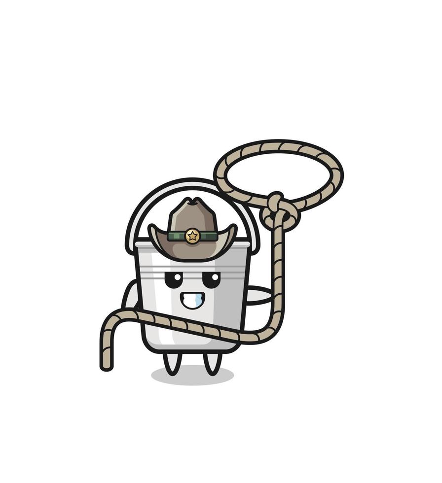 the metal bucket cowboy with lasso rope vector