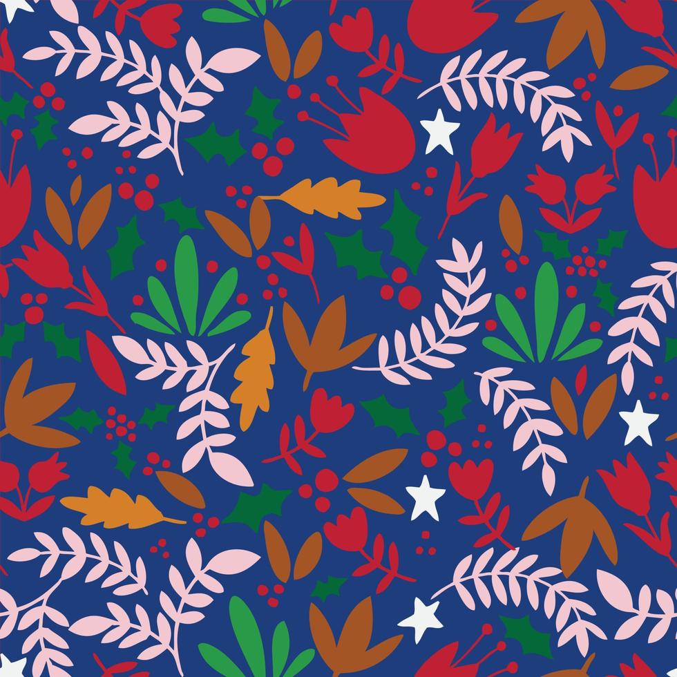 foliage navy seamless pattern vector