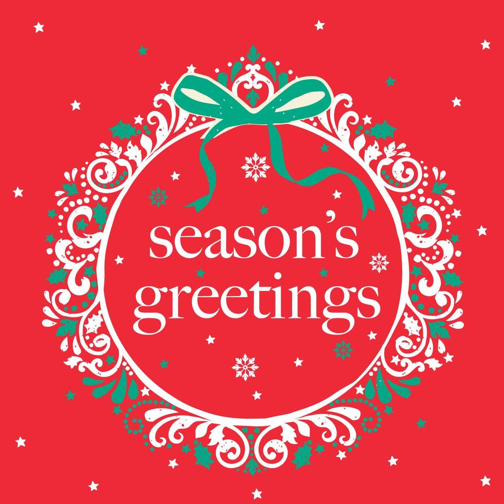 Season's greetings wreath layout vector