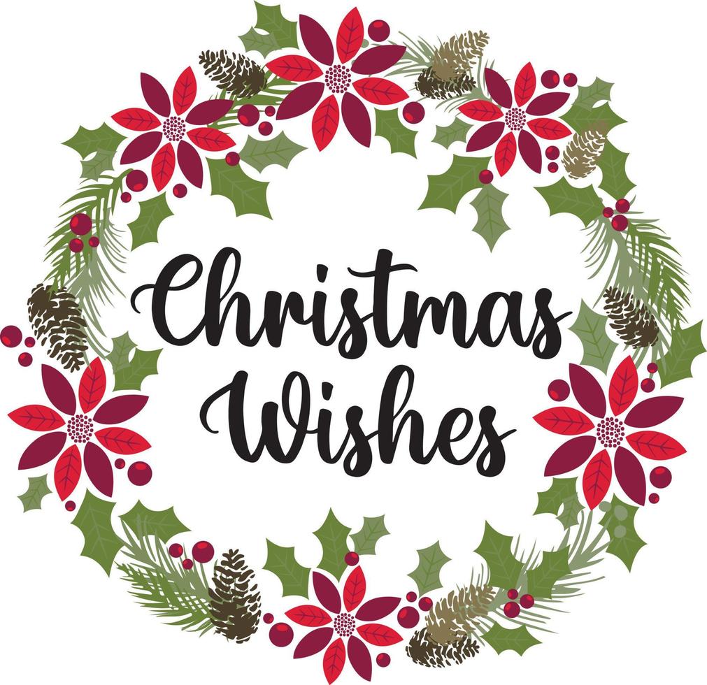 Traditional Christmas wishes in wreath vector