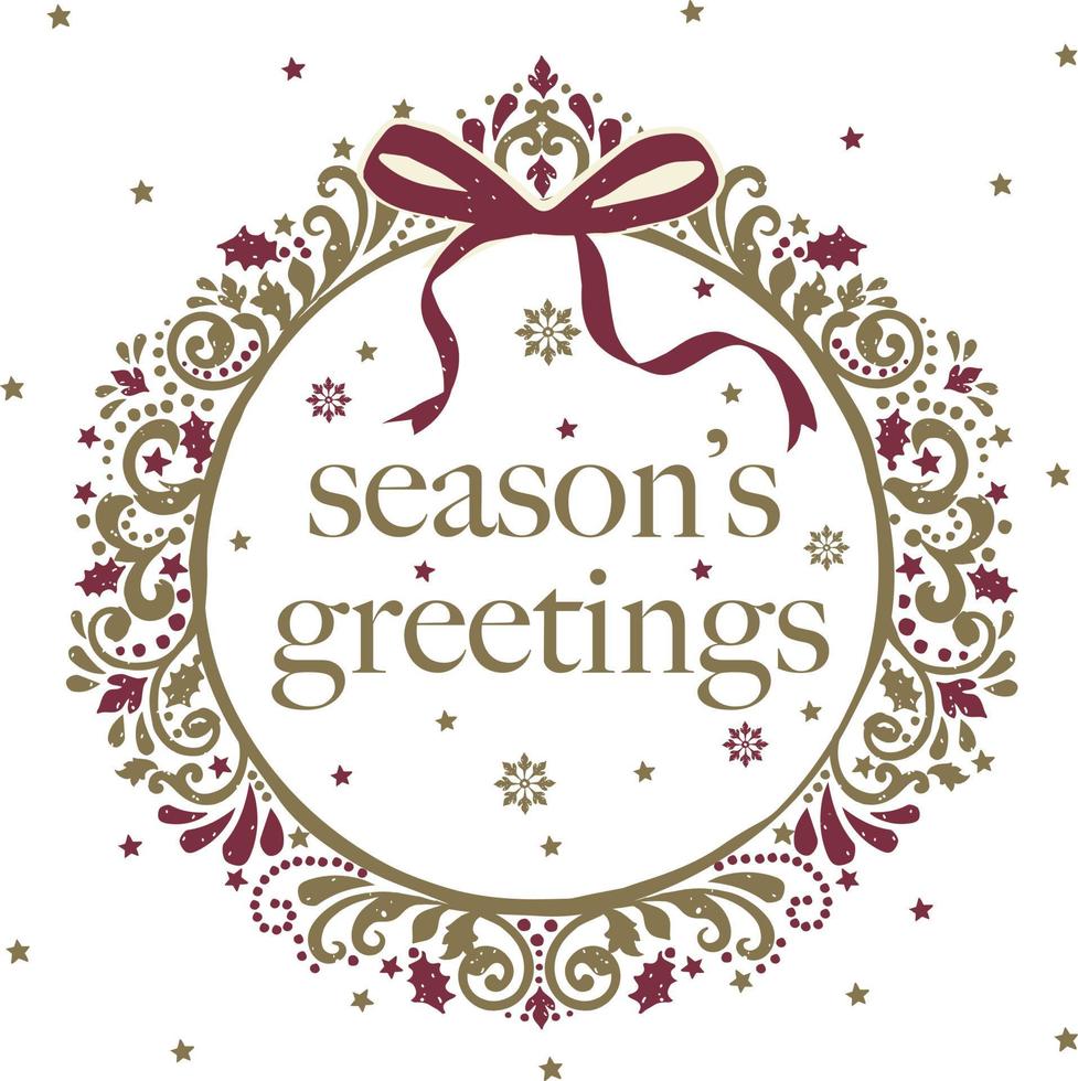 Season's greetings wreath design vector