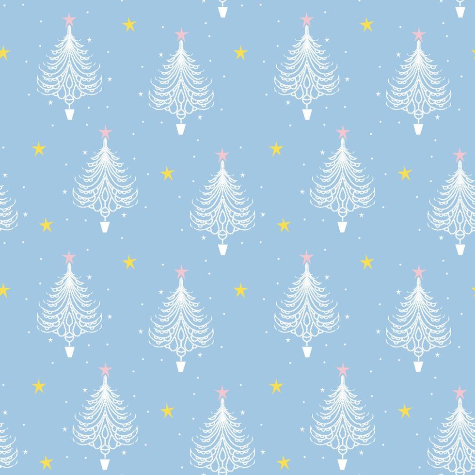 Trees seamless pattern on blue vector