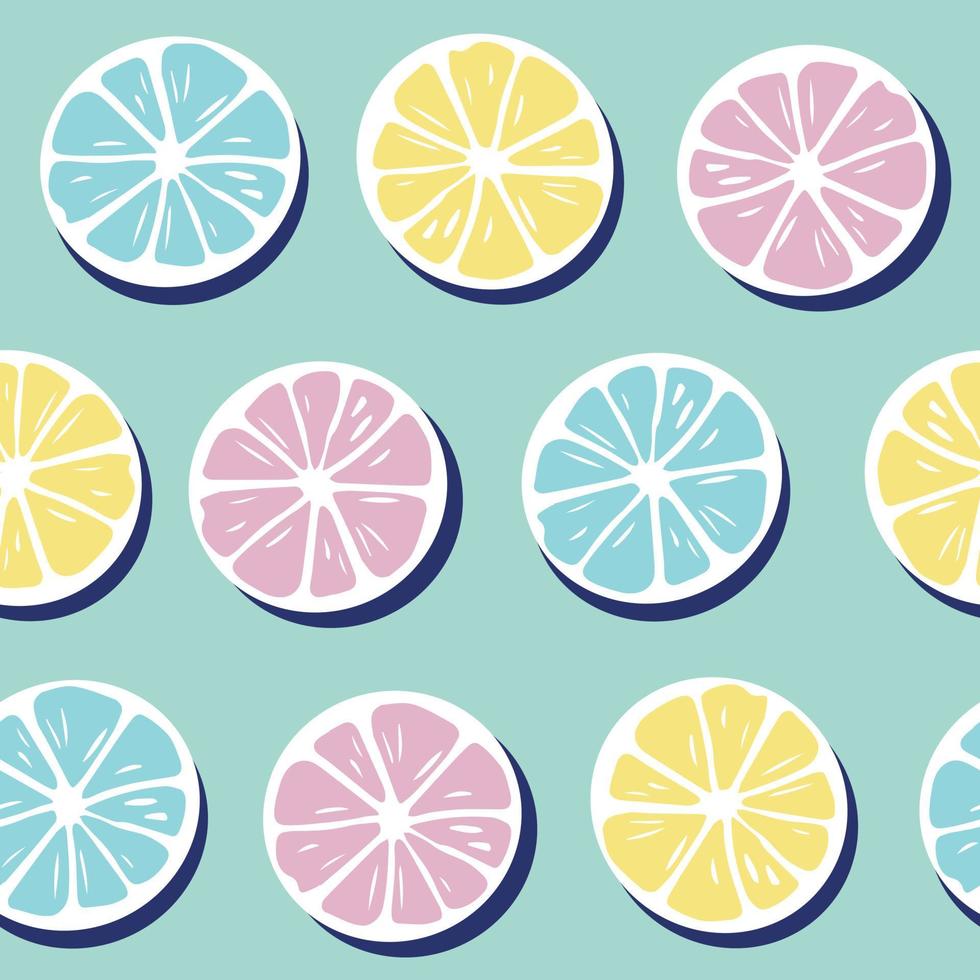 lemon seamless pattern on blue vector