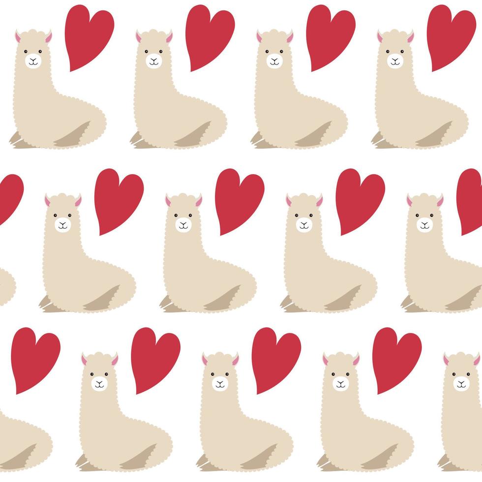 llama seamless pattern with heart vector