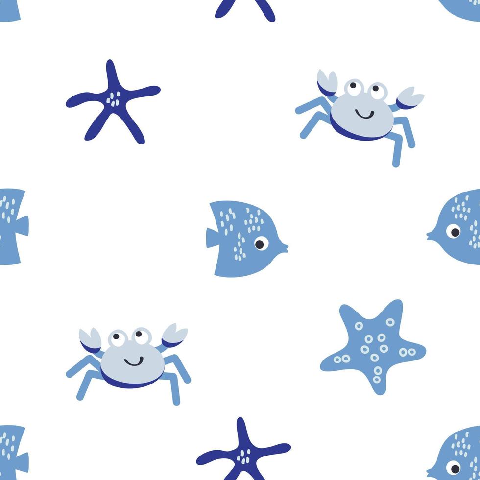 crab fish seamless pattern vector