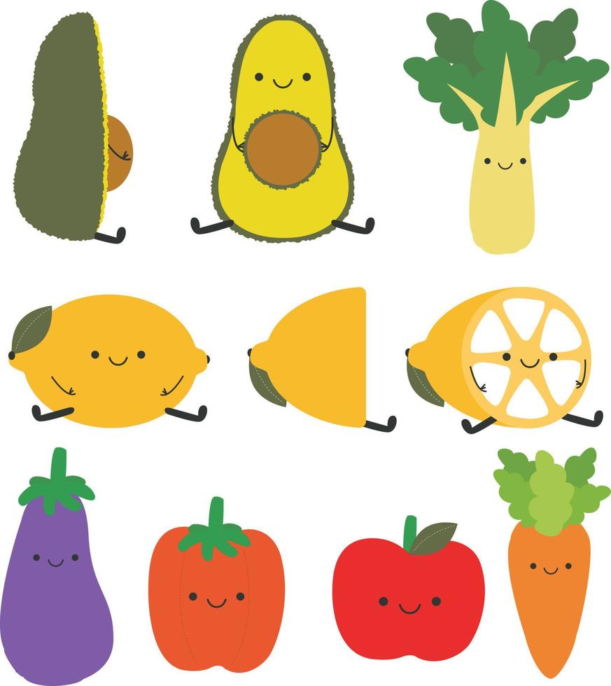 veggie cartoon characters vector