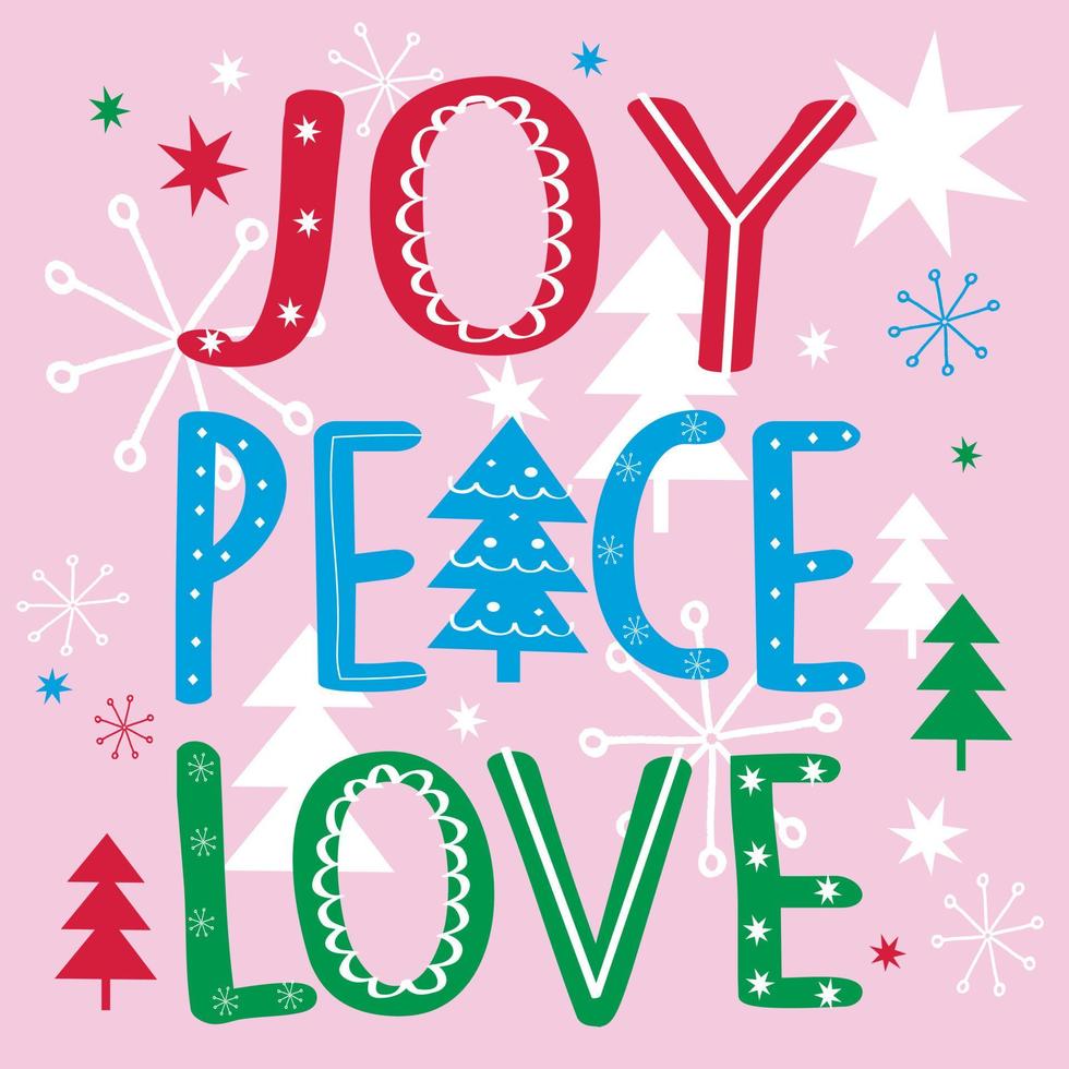 Christmas joy peace love print vector