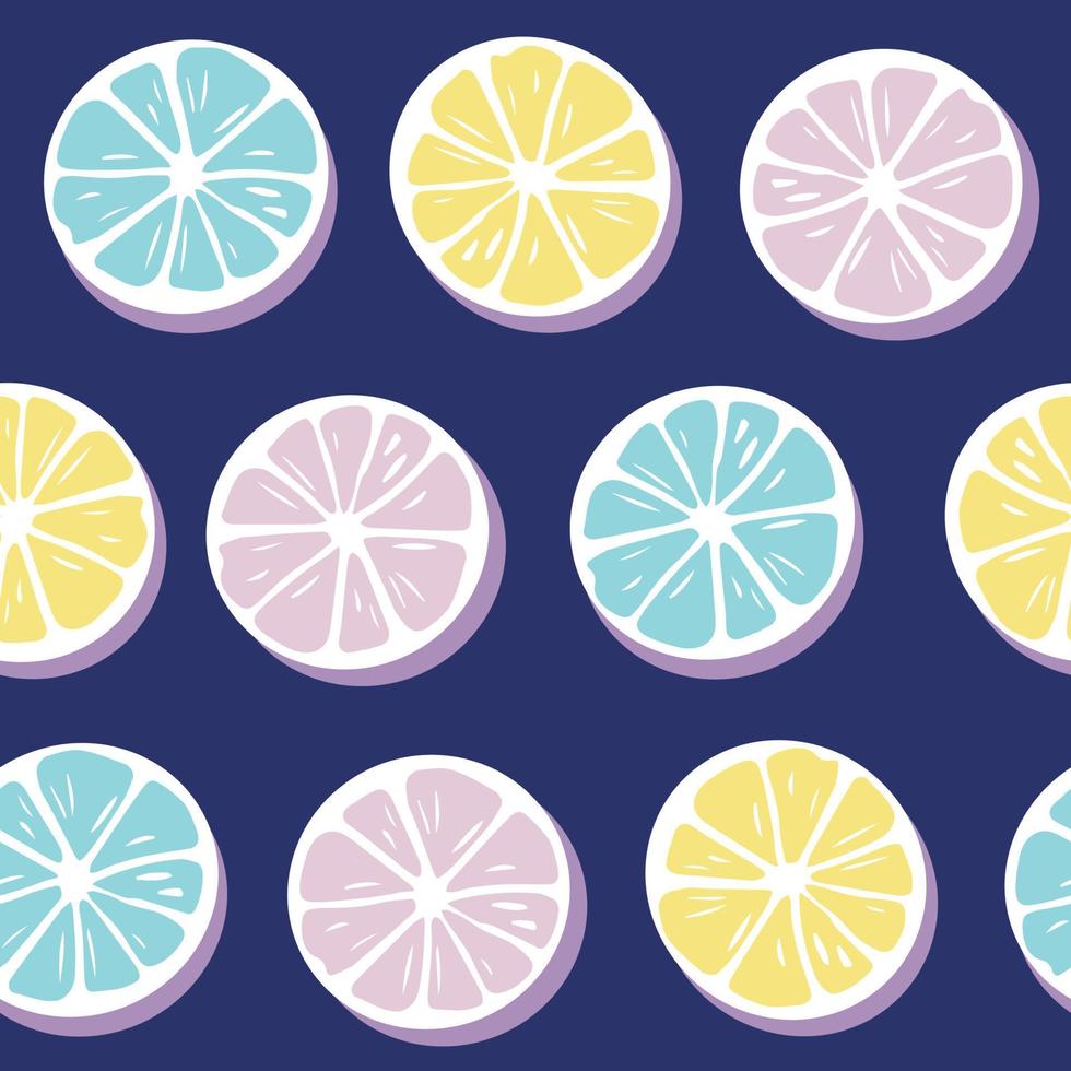 lemon seamless pattern on navy vector