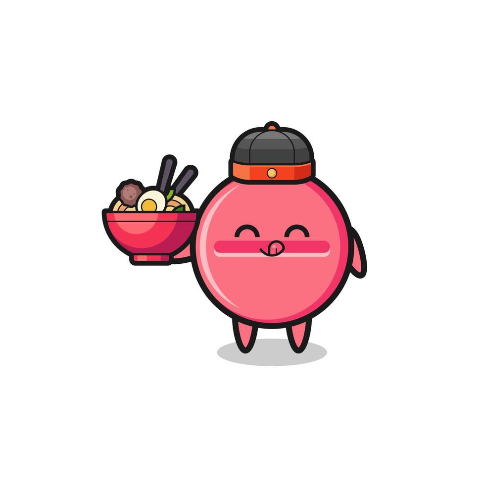 medicine tablet as Chinese chef mascot holding a noodle bowl vector