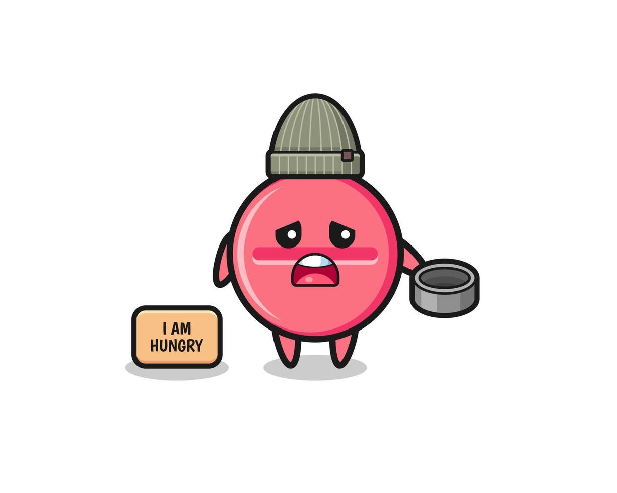 cute medicine tablet beggar cartoon character vector