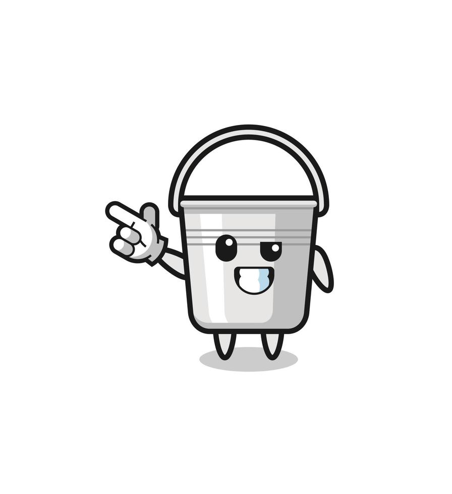 metal bucket mascot pointing top left vector