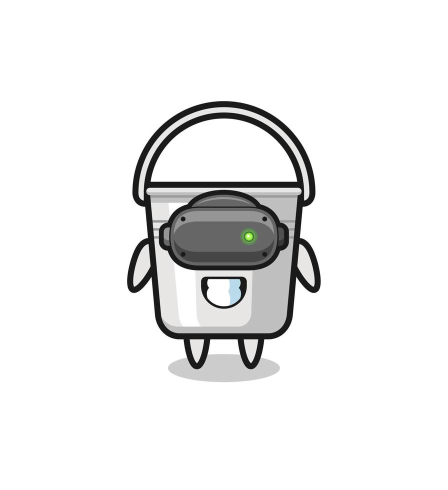 cute metal bucket using VR headset vector