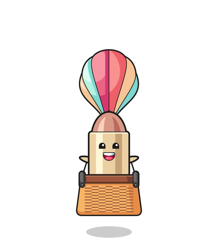 bullet mascot riding a hot air balloon vector