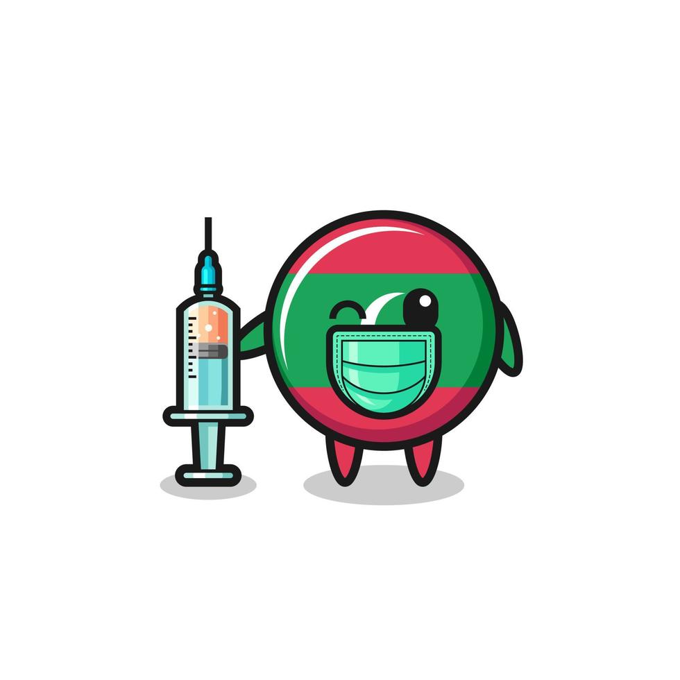 maldives flag mascot as vaccinator vector