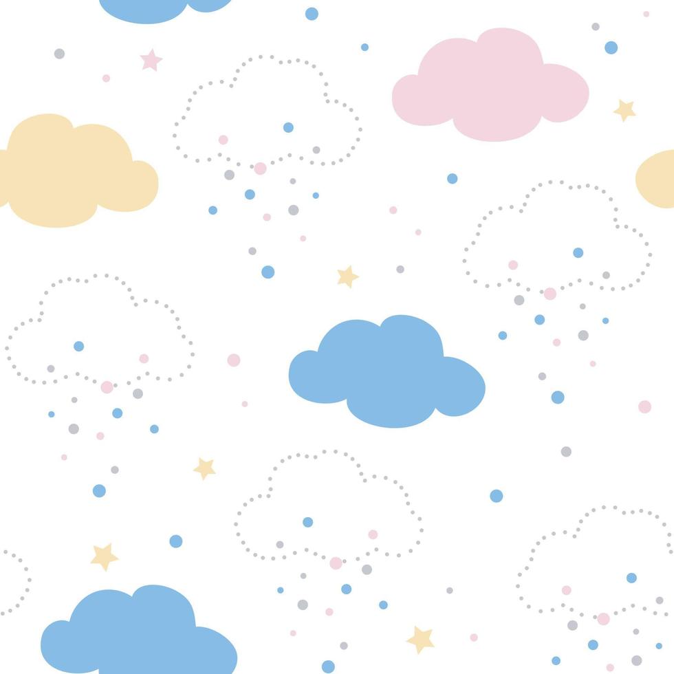 stars clouds seamless pattern vector